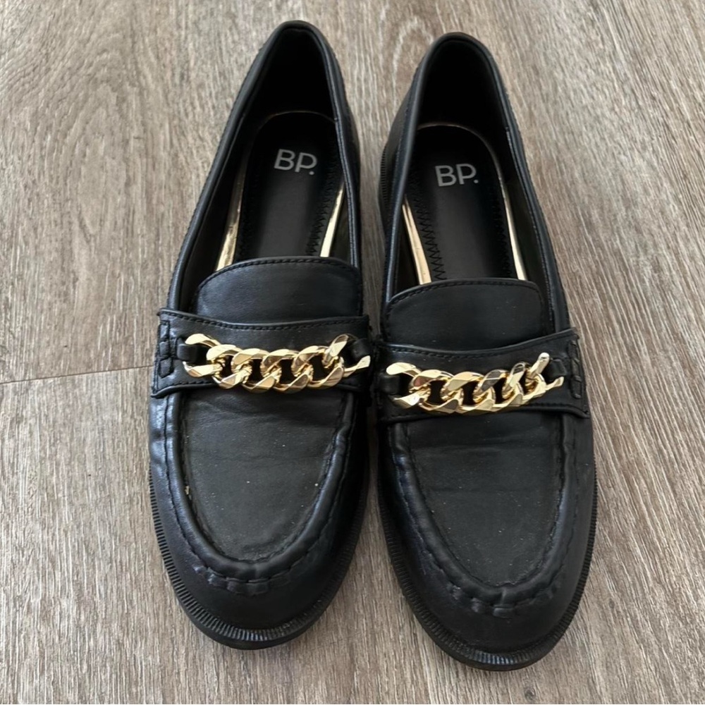 BP Black Loafers with Gold Accent